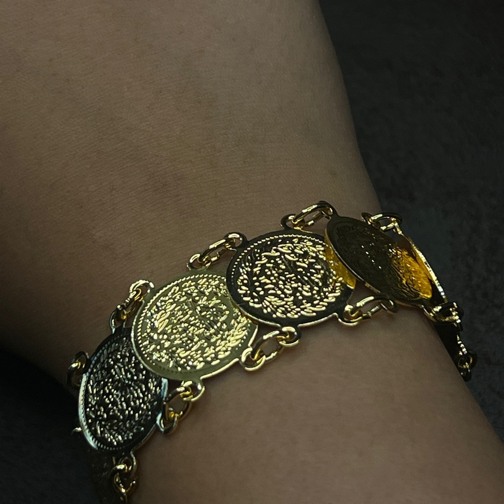 Elegant 21K Gold Plated Coin Bracelet